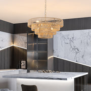 Bohemian Style Woven Pendant Light 19.7 Inch Rattan Ligh Large Rattan Pendant Light With 4-Tier Rattan Chandelier--Wood