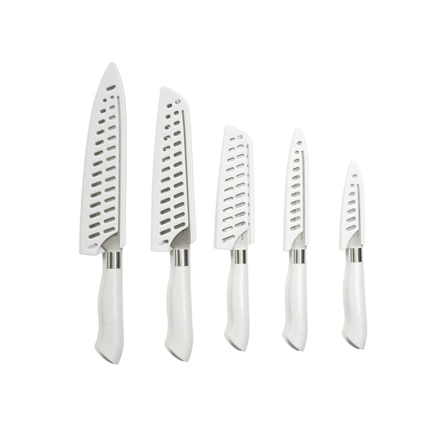 EcoCut 10 Piece Kitchen Knife Set With Blade Guards, Grey