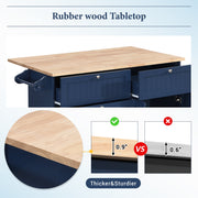 Farmhouse Kitchen Island Set With Drop Leaf and 2 Seatings,Dining Table Set With Storage Cabinet, Drawers and Towel Rack