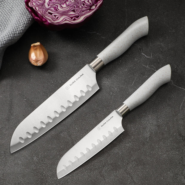 EcoCut 10 Piece Kitchen Knife Set With Blade Guards, Grey