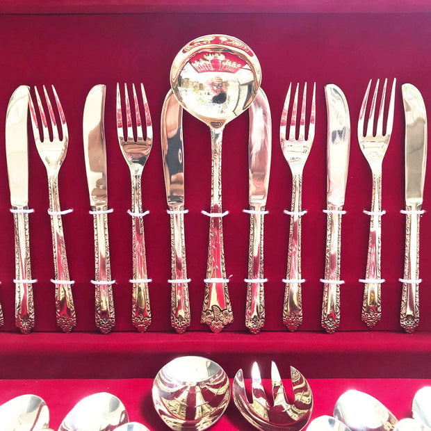 27-Piece Handcrafted Brass Cutlery Set | Premium Traditional Brass Flatware for Elegant Dining | Sustainable & Antique F
