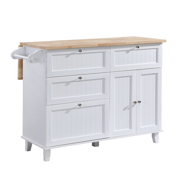 Farmhouse Kitchen Island Set With Drop Leaf and 2 Seatings,Dining Table Set With Storage Cabinet, Drawers and Towel Rack