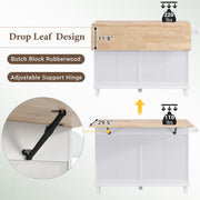 Farmhouse Kitchen Island Set With Drop Leaf and 2 Seatings,Dining Table Set With Storage Cabinet, Drawers and Towel Rack