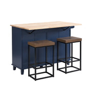 Farmhouse Kitchen Island Set With Drop Leaf and 2 Seatings,Dining Table Set With Storage Cabinet, Drawers and Towel Rack