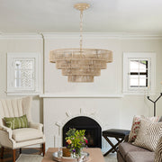 Bohemian Style Woven Pendant Light 19.7 Inch Rattan Ligh Large Rattan Pendant Light With 4-Tier Rattan Chandelier--Wood