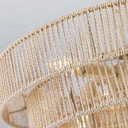 Bohemian Style Woven Pendant Light 19.7 Inch Rattan Ligh Large Rattan Pendant Light With 4-Tier Rattan Chandelier--Wood