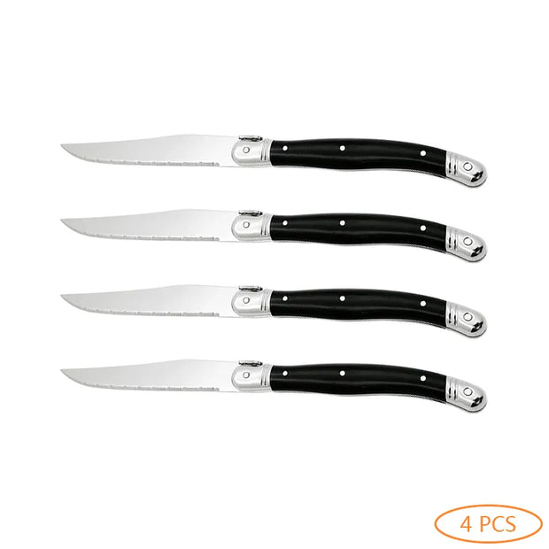 4/6/8/10pcs Laguiole Black Steak Knife Forks Stainless Steel Dinner Knives Table Fork Black Cutlery Restaurant Kitchen Tableware