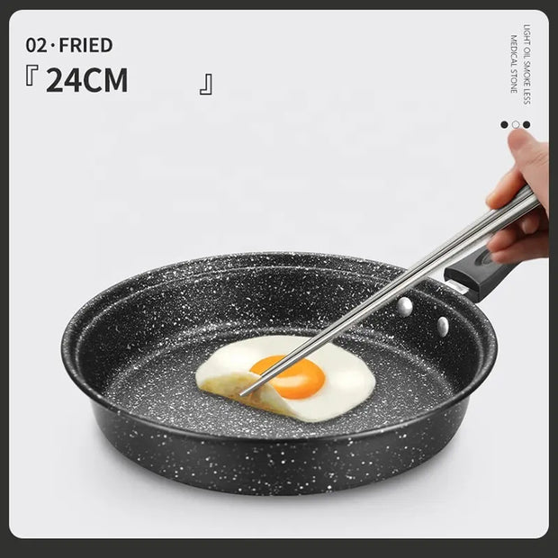 3 Pieces Cookware Pans and Pot, Nonstick Pots and Pans Set, Non Stick Stone Cookware Kitchen Cooking Set