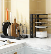 10-Tier Pots and Pans Organizer Rack Adjustable Pot Lid Holders Pan Rack Lid Organizer With 3 DIY Methods Storage Holders