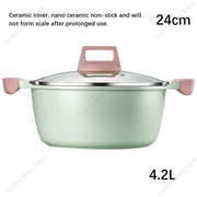 Nordic Style Green Healthy Nano Non-Stick Ceramic Coating Nonstick Cookware Cooking Soup & Stock Pots and Pans Set