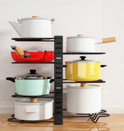 10-Tier Pots and Pans Organizer Rack Adjustable Pot Lid Holders Pan Rack Lid Organizer With 3 DIY Methods Storage Holders