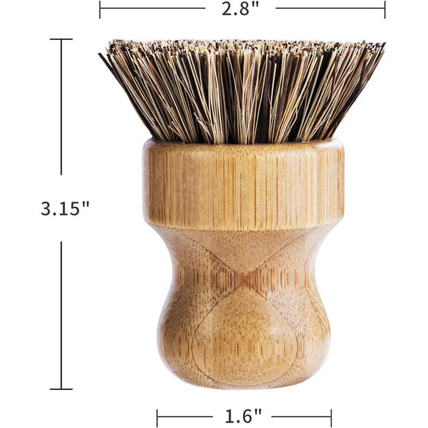 Palm Pot Brush-Bamboo Mini Dishwashing Brush, Natural Scrub Brush, Used to Clean Pots and Pans