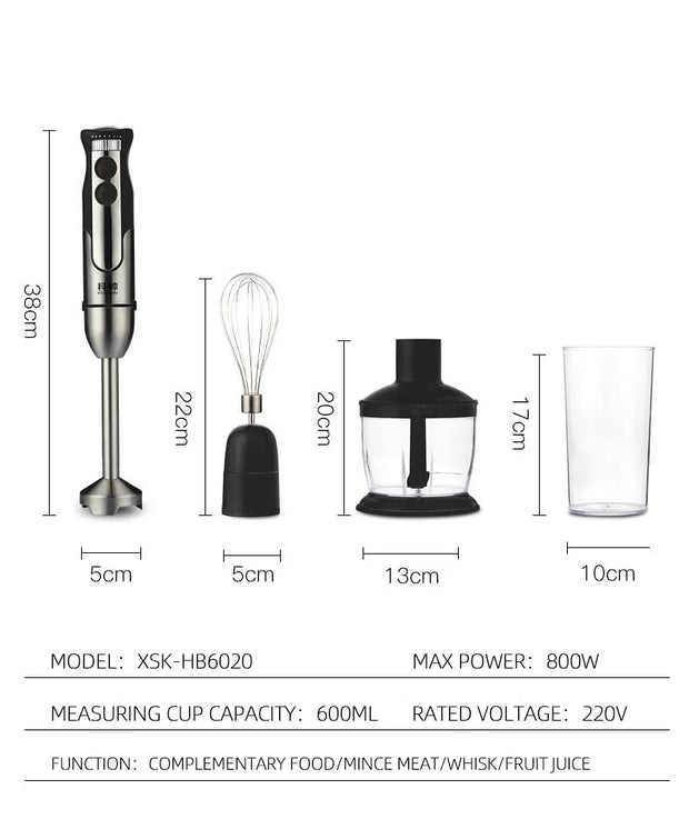 4 in 1 Handheld Blender, Electric Multifunctional Stick Blender, Silver Colored 304 Stainless Steel Blade