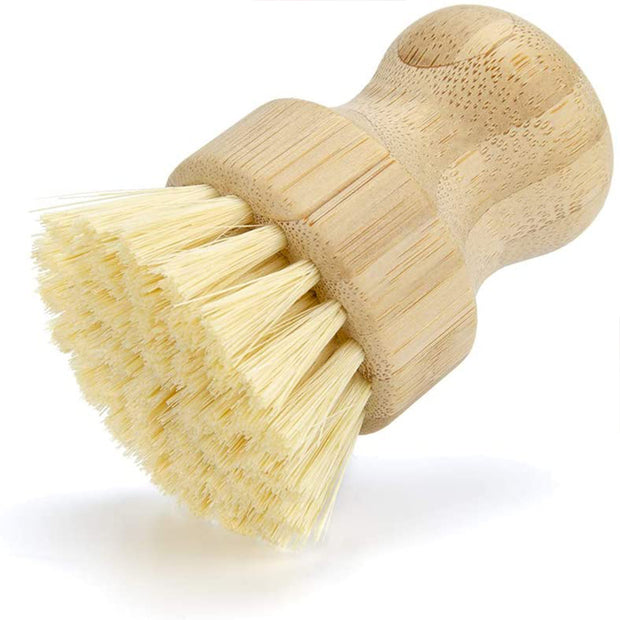 Palm Pot Brush-Bamboo Mini Dishwashing Brush, Natural Scrub Brush, Used to Clean Pots and Pans