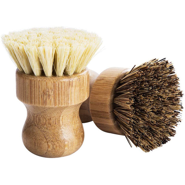 Palm Pot Brush-Bamboo Mini Dishwashing Brush, Natural Scrub Brush, Used to Clean Pots and Pans