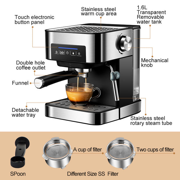 High Quality Programmable  Espresso Machine Commercial Cafe Expreso Coffee Maker Automatic Garland Steam