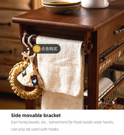 SHIMOYAMA 5-Tier Kitchen Island Cart on Wheels With Wooden Shelves, Lockable Utility Cart With Mesh Baskets for Narrow Space