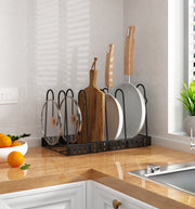 10-Tier Pots and Pans Organizer Rack Adjustable Pot Lid Holders Pan Rack Lid Organizer With 3 DIY Methods Storage Holders