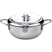LMETJMA Japanese Deep Frying Pot With a Thermometer and a Lid 304 Stainless Steel Kitchen Tempura Fryer Pan 20 24 Cm KC0405