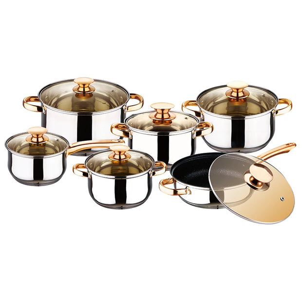 KAISA VILLA KV-1001 Stainless Steel Cookware Sets Frying Pan Cooking Pot Soup & Stock Pots Non Stick Pots and Pans Sets