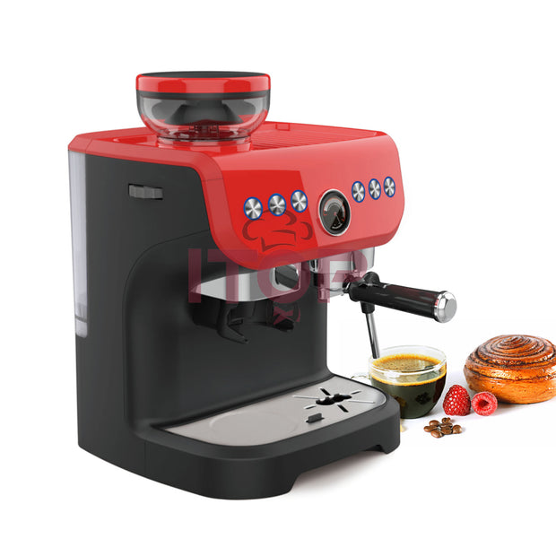 Manual 15 Bar Semi Automatic Expresso Coffee Machine Cappuccino Espresso Coffee Maker With Grinder