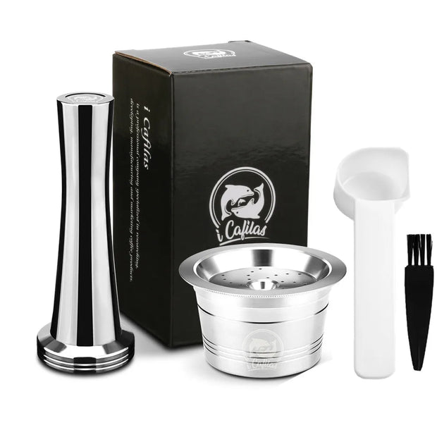 For Caffitaly Tchibo Cafissimo ALDI Expressi Refillable K-Fee Coffee Capsule Pod Filters Stainless Steel Tamper Spoon