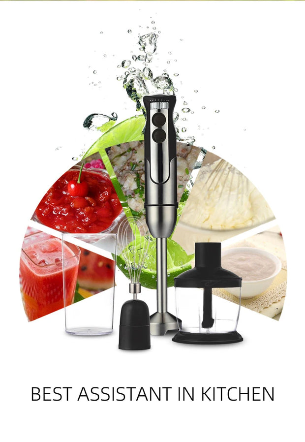 4 in 1 Handheld Blender, Electric Multifunctional Stick Blender, Silver Colored 304 Stainless Steel Blade
