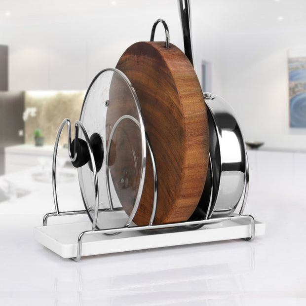 High Quality Metal Kitchen Countertop Organizer Pans Lid Storage Rack  Pan Pot Lid Holder and Organiser