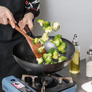 Konco Pure Iron Wok Cast Iron Pan Non-Coated Pot General Use for Gas and Induction Cooker 32cm Chinese Wok Cookware Pan