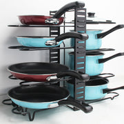 Kitchen Counter Pot Rack Organizer 8 Tiers Pots and Pans Organizer Adjustable Pot and Pan Organizer Rack