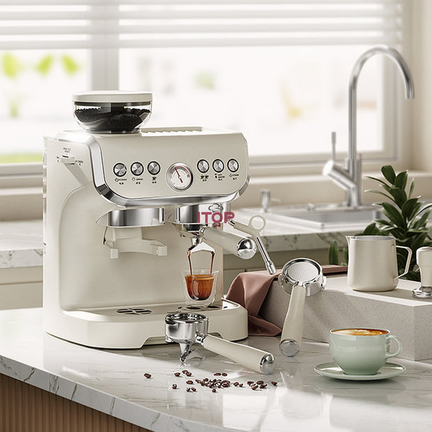 Manual 15 Bar Semi Automatic Expresso Coffee Machine Cappuccino Espresso Coffee Maker With Grinder