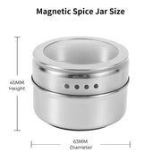Magnetic Spice Jars With Wall Mounted Rack Stainless Steel Spice Containers
