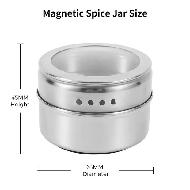 Magnetic Spice Jars With Wall Mounted Rack Stainless Steel Spice Containers