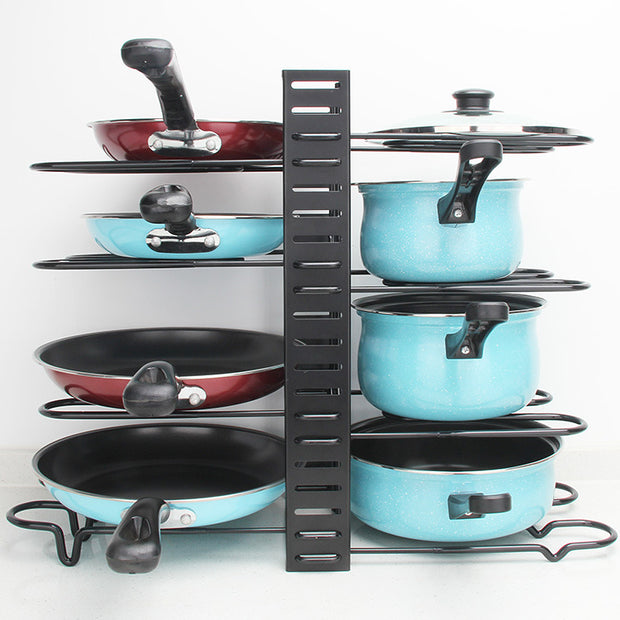 Kitchen Counter Pot Rack Organizer 8 Tiers Pots and Pans Organizer Adjustable Pot and Pan Organizer Rack