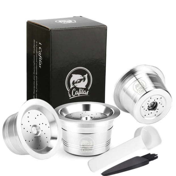 For Caffitaly Tchibo Cafissimo ALDI Expressi Refillable K-Fee Coffee Capsule Pod Filters Stainless Steel Tamper Spoon