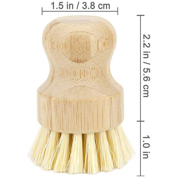 Palm Pot Brush-Bamboo Mini Dishwashing Brush, Natural Scrub Brush, Used to Clean Pots and Pans