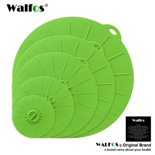 WALFOS Set of 5 Silicone Microwave  Bowl Cover Cooking Pot Pan Lid Cover-Silicone Food Wrap Cooking Tools Kitchen Utensil