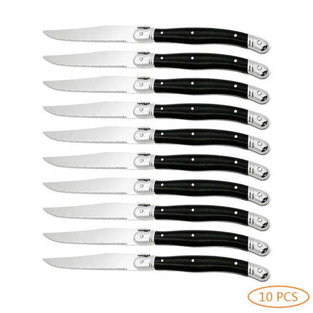 4/6/8/10pcs Laguiole Black Steak Knife Forks Stainless Steel Dinner Knives Table Fork Black Cutlery Restaurant Kitchen Tableware