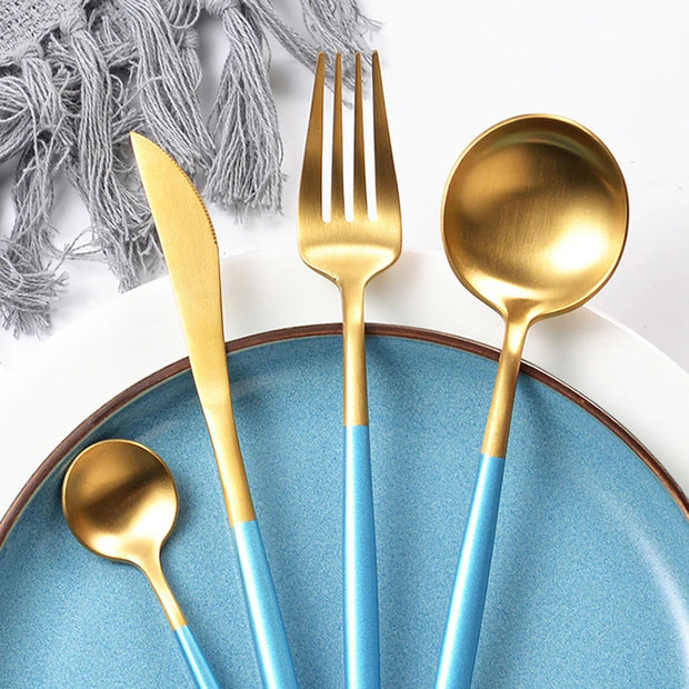 Dinnerware Set 304 Stainless Steel Cutlery Set Steak Knife Fork Set Coffee Spoon Teaspoon Flatware Tableware Kitchen Silverware