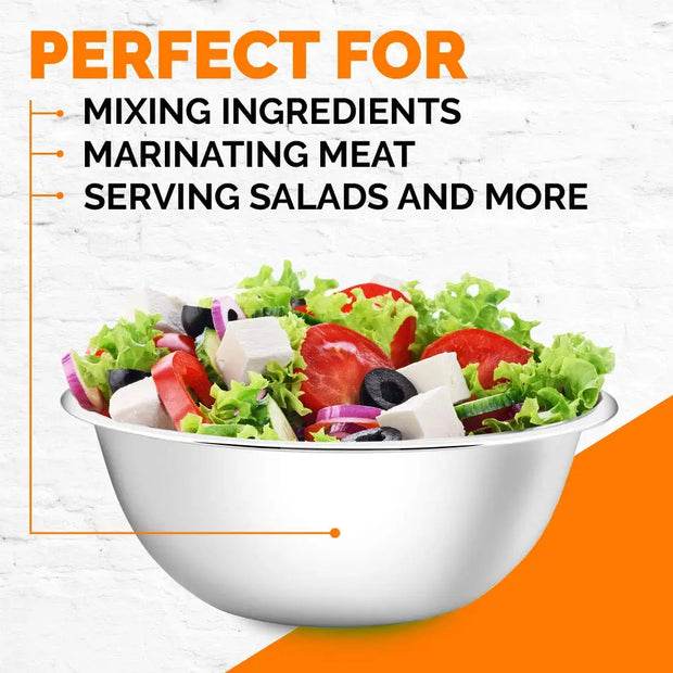 LMETJMA Stainless Steel Mixing Bowls Non Slip Nesting Whisking Bowls Set Kitchen Mixing Bowls for Salad Cooking Baking KC0257