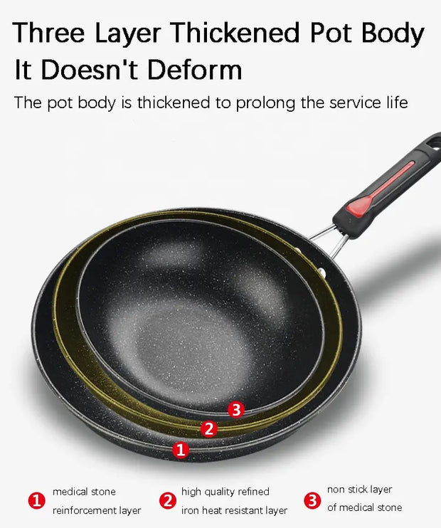 3 Pieces Cookware Pans and Pot, Nonstick Pots and Pans Set, Non Stick Stone Cookware Kitchen Cooking Set
