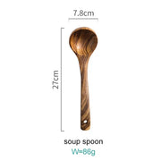 1~7PCS Thailand Teak Natural Wood Tableware Spoon Ladle Turner Long Rice Colander Soup Skimmer Cooking Spoons Scoop Kitchen Tool