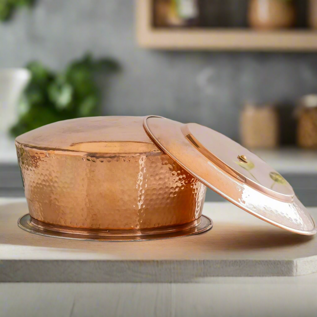100% Pure Copper Biryani Handi With Lid – Small (2L) | Traditional Indian Cookware | Non-Toxic & Nutrient-Rich Cooking P