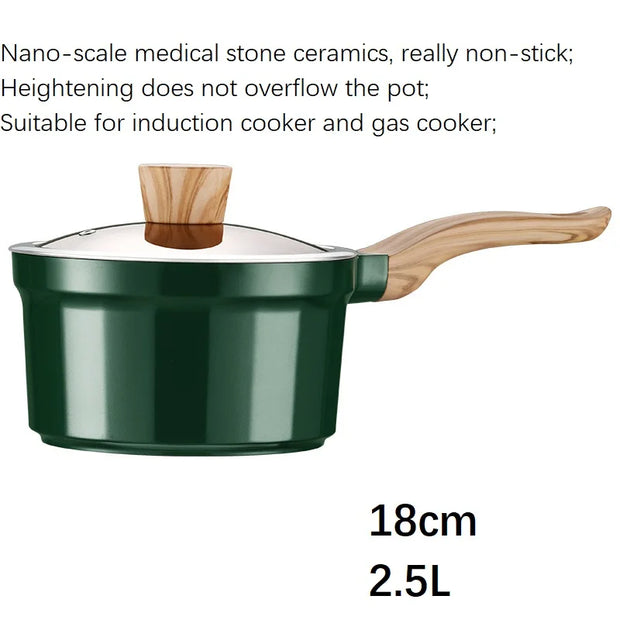 Nordic Style Green Healthy Nano Non-Stick Ceramic Coating Nonstick Cookware Cooking Soup & Stock Pots and Pans Set