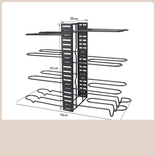 Kitchen Counter Pot Rack Organizer 8 Tiers Pots and Pans Organizer Adjustable Pot and Pan Organizer Rack