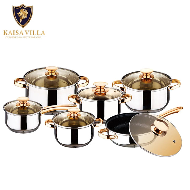 KAISA VILLA KV-1001 Stainless Steel Cookware Sets Frying Pan Cooking Pot Soup & Stock Pots Non Stick Pots and Pans Sets