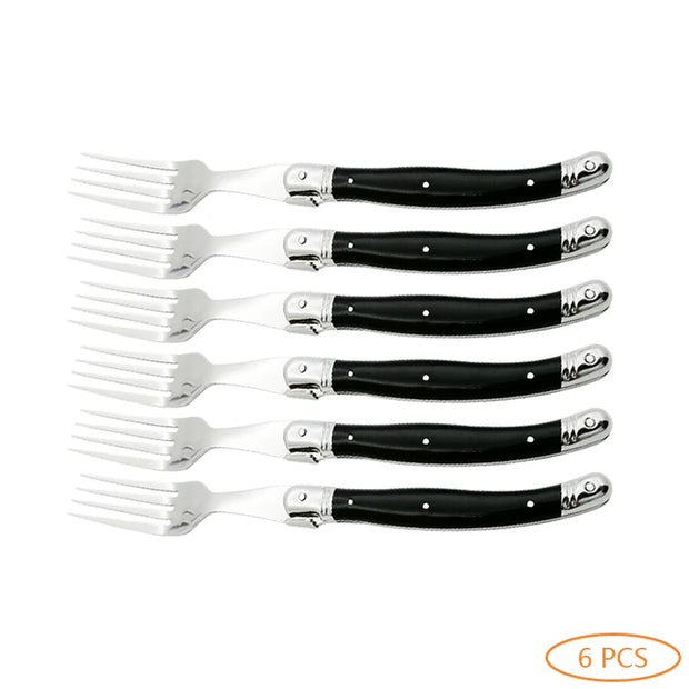 4/6/8/10pcs Laguiole Black Steak Knife Forks Stainless Steel Dinner Knives Table Fork Black Cutlery Restaurant Kitchen Tableware