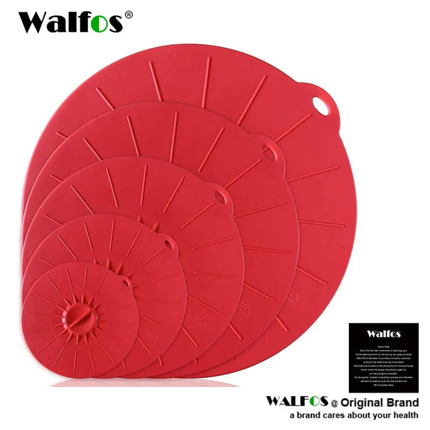 WALFOS Set of 5 Silicone Microwave  Bowl Cover Cooking Pot Pan Lid Cover-Silicone Food Wrap Cooking Tools Kitchen Utensil
