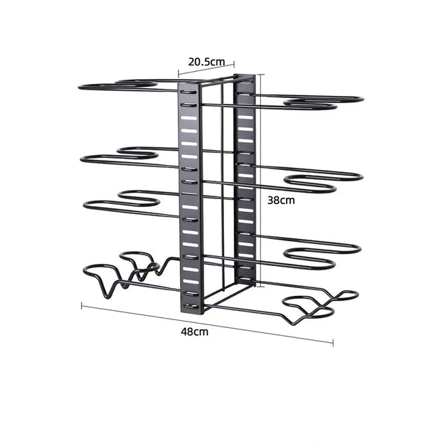 Kitchen Counter Pot Rack Organizer 8 Tiers Pots and Pans Organizer Adjustable Pot and Pan Organizer Rack