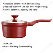 Nordic Style Green Healthy Nano Non-Stick Ceramic Coating Nonstick Cookware Cooking Soup & Stock Pots and Pans Set
